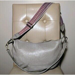 Unbranded Grey Slouchy Sling Half Moon Bag Vegan Leather Guitar Strap Nice!
